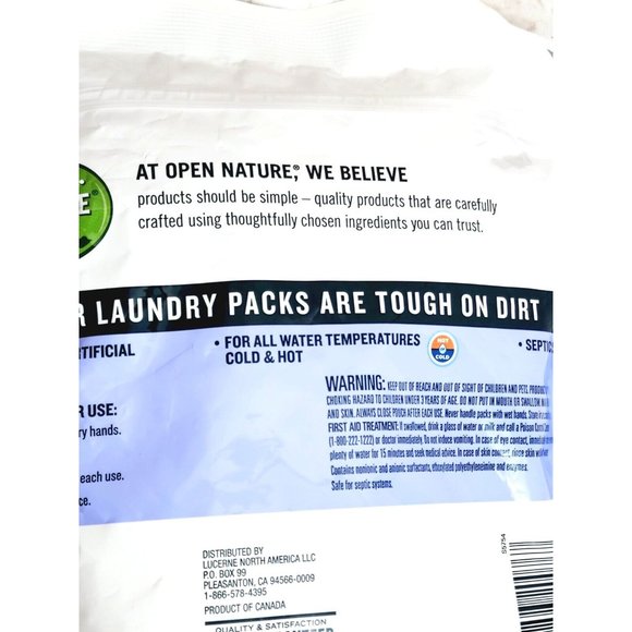Open Nature Liquid Laundry Pack Fights Stains Lavender Scent 35oz 45ct Detergent - Picture 9 of 9